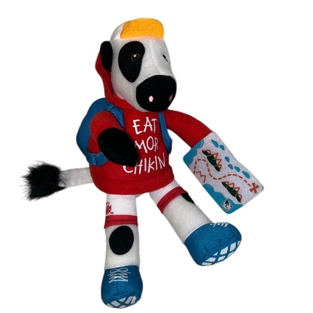 Chick-fil-A Back to School Cow‎ Plush Red Hoodie Backpack Map Mascot 9 inch 2023